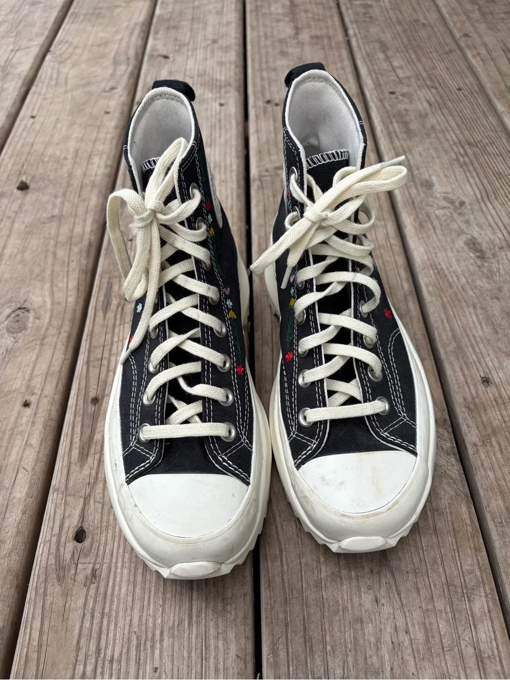 Converse Run Star Hike High Top Sneaker Black Embroidered